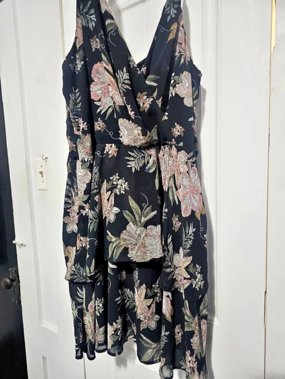 Maurices Floral Mini Dress in Black & Pink Like New